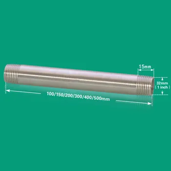 10-50cm alongar a extensão do tubo tubo de 304 stainleless de aço de 1 polegada DN25 diâmetro igual conector de rosca macho de acessórios de casa de banho