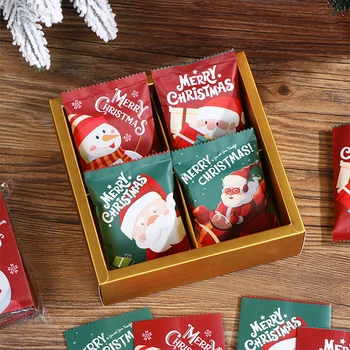 100pcs Santa Cookie Quente Selar Sacos Para os Doces Artesanais Nougat Embalagem de Biscoito de Natal Festa de Ano Novo Decoração Cozido saco do presente