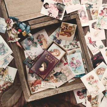 100pcs Vintage Carimbo Livro de série da coleção de Papel de Kraft Mini Cartão Postal de Carta Envelope Decoração DIY mensagem de Cartões