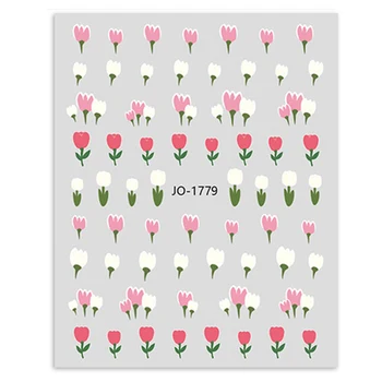 1Pcs Tulip Adesivos Para Unhas Verão Tulipas Flor Folha de Unhas Decalques Impermeável 3D Adesivo Tulip Floral Prego Envoltório Adesivos