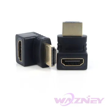 2000pcs Quente da venda de 90 ou 270 Graus Ângulo Direito banhado a Ouro HDMI Adaptador de Um tipo de HDMI Macho para HDMI Fêmea Para 1080p 3D TV HDTV