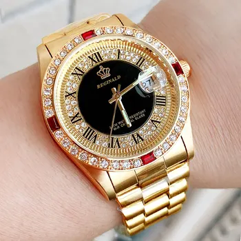 2023 Ouro, relógios de Luxo para Homens de Vestido de Marca Diamend de Quartzo relógio de Pulso Luminoso Japão Relógio Masculino Genebra Designer часы