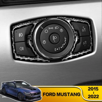 2X de Carro de Fibra de Carbono Interruptor do Farol da Guarnição de Decoração de Capa de Decoração de Interiores Acessórios Para Ford Mustang 2015- 2019 2020 2021 2022