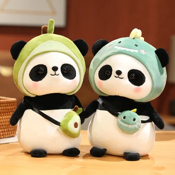 30/40cm Bonito Panda Brinquedos de Pelúcia Lindo Animal Ursos Cosplay Unicórnio Dinossauro Coelho de Flores Almofada de Pelúcia Macia para Crianças Presente