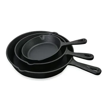 3pcs/Set Ferro Fundido Frigideira Frigideira antiaderente Cozinha Fritar Pote pequeno-Almoço Pan Omelete, Panqueca Pote de Indução de Cozinha Utensílios de cozinha