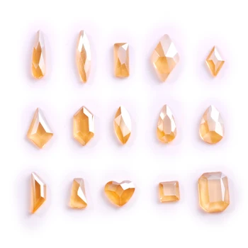 50Pcs/Bag Strass Arte do Prego Aurora Cor Champagne Vidro Gemas 3D Plana da Base de dados de Diamante Para DIY Mulher Manicure