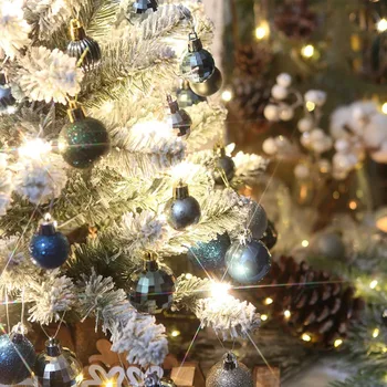 64pcs Decoração de Natal Enfeites de Bola de Plástico Pintado de Bolas de Natal Enfeites Conjunto de 3cm para Casa, Decoração da Árvore de Natal da Festa