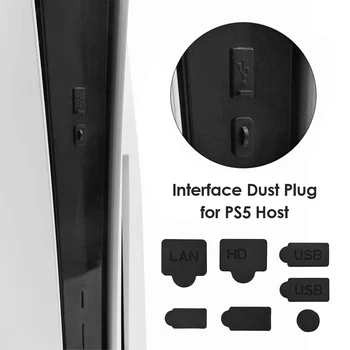 7pcs de Silicone Poeira Plugues Definido para PS5 Acessórios USB Interface HDMI Anti-Poeira Tampa à prova de Poeira Plug para PS5 Jogo de Console