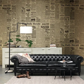 American retro alfabeto inglês jornal de papel de parede de estilo industrial loja de roupas restaurante, bar, loja de decoração de papel de parede