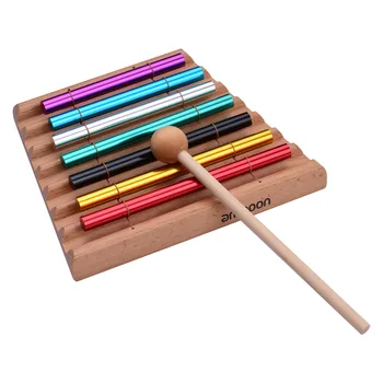 ammoon 7-o Tom de Mesa Sinos de Meditação Chime Colorido Vento Bell Crianças de Educação Musical de Brinquedo, Instrumento de Percussão com Martelo