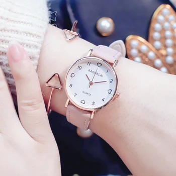 Amor escala de mulheres simples do relógio de quartzo com vintage de couro banda Bom design encantador de luxo, mulheres Vogue relógio feminino relógios