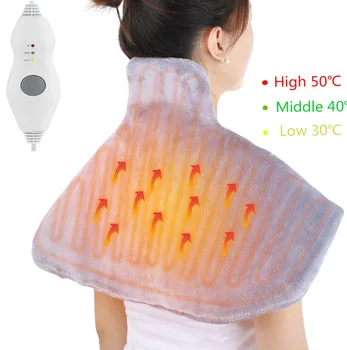 Aquecimento elétrico Almofada de Pescoço Ombro Manta Cobertor Corpo Quente Infravermelho Compressa Quente de Inverno Aliviar a Dor 3-nível de Controle de Temperatura