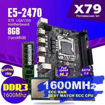 Atermiter X79 1356 placa-Mãe Conjunto Com o Xeon da intel LGA 1356 E5 2470 C2 Cpu 1pcs x 8 GB = 8GB 1600MHz DDR3 ECC REG de Ram de Memória pc3 12800