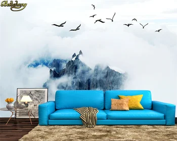 beibehang 3d papel de parede mural minimalista nórdicos, pintados à mão, pássaro voando nuvem de fundo, papéis de parede decoração papel de parede
