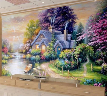 beibehang 3D papel de parede personalizado mural de moda riverside forest home sala quarto decoração de fundo de parede papel de parede