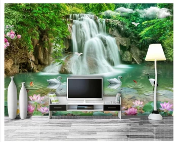 beibehang alta fresco papéis de parede tridimensionais paisagem de cachoeira, paisagem TV 3D pano de fundo de parede papel de parede 3d behang
