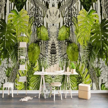beibehang Nórdicos simples planta tropical tartaruga folha de fundo de parede personalizados grande afresco de seda, seda, papel de parede papel de parede