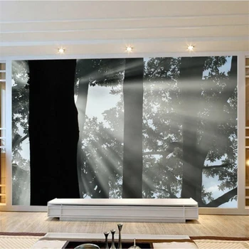 beibehang papel de parede Personalizado 3d foto mural da floresta negra fantasia luz da manhã francês decoração sala de estar pintura 3d papel de parede