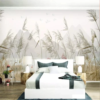 beibehang papel de parede Personalizado 3d mural moderno e minimalista reed paisagem Nórdica plano de fundo do papel de parede 3d, pintura de decoração