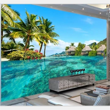 beibehang papel de parede Personalizado grandes high-end espaço no HD extensão Maldivas, no oceano como pano de fundo de parede sala quarto TV sofá mural