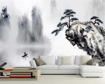 beibehang papel de parede Personalizado mural de fotos do novo Chinês humor paisagem acolhedora pinheiro de fundo papel de parede pintado de pared