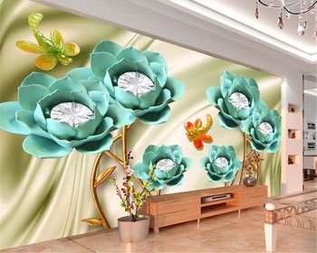 beibehang Pintura mural de papel de parede de sala de estar de plano de fundo da foto HD floral alívio visual 3D, efeito hotel bao papel de parede mural