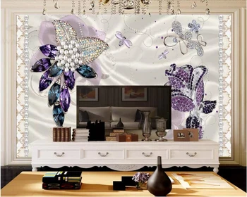 beibehang Vinil de parede papel de Parede para sala de estar mural 3D videira flor de o lago dos cisnes de jóias de luxo rolos de papel de parede de tijolo de papel de parede 3d