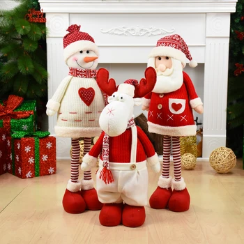 Bonecas Retrátil Papai Noel em Tamanho Grande Boneco de neve do Natal Elk Brinquedos de Natal, Bonecos de Natal de Presente para a Criança Vermelha Enfeite de Árvore de Natal
