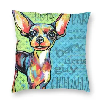 Chihuahua Pop Art Capa de Almofada 45x45cm Casa de Impressão Decorativa Engraçado Cachorro Jogar Travesseiro para o Carro do Lado do Dobro