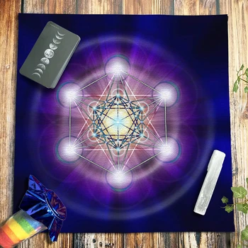 Cubo De Cristal Grade De Astrologia, Adivinhação Hexagrama Toalha Do Altar Pagão Tabela Do Oracle Esteira Do Pêndulo De Tarô Toalha De Mesa