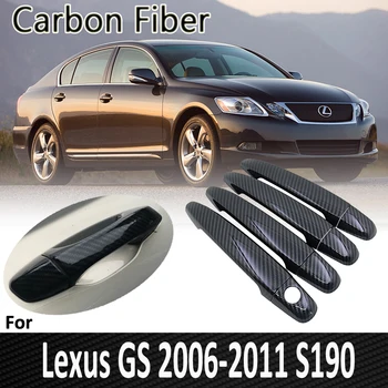 De Fibra de Carbono preto do Lexus GS S190 2006 2007 2008 2009 2010 2011 Auto Capa maçaneta da Porta Autocolante de Decoração de Acessórios para carros