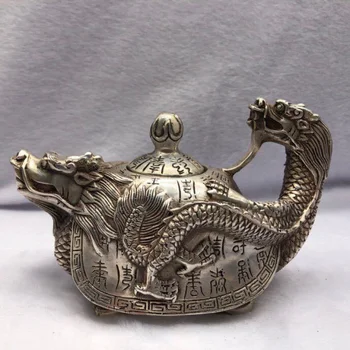 De Fábrica Por Atacado Antigo Antigo Antigo De Bronze, Artesanato Doméstico Ornamentos De Cobre De Branco Dragão Da Tartaruga Vinho Bule De Chá De Panela