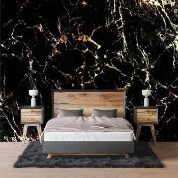 De luxo, calma e folha de ouro preto ouro jazz mármore branco 3D sala de estar, quarto personalizado auto-adesivo papel de parede mural