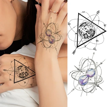 DIY Geométricas Planetas Tatuagens Temporárias Adesivo Impermeável Galaxy Seta Tatoos de Decalque Para Mulheres, Homens do Corpo de Pintura da Arte Braço Tatuagens