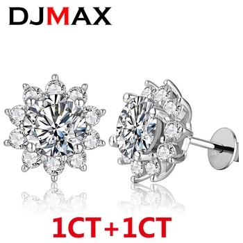 DJMAX Moissanite Brincos para Mulheres Eerrings 1CT Snowflower Original de Prata 925 Mulheres Brincos de Diamante 2023