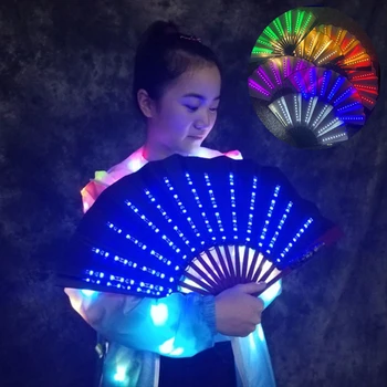 Dobramento de LED da Ventoinha Luminoso Partido Fã Colorida Festa de Dança de LED Ventilador de Desempenho da Fase Adereços DJ Show de Luz Até Fã