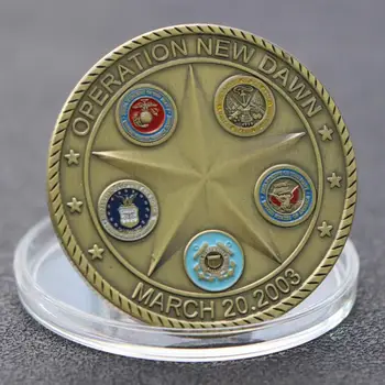 Estados Unidos, Iraque, Guerra Do Golfo Militar De Bronze Moeda Comemorativa De Nova Aurora Operação Saint George Cinco Estrelas Emblema De Lembranças