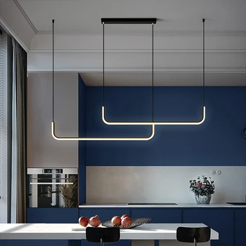 Estilo nórdico Simples Lustre de LED para Viver Cozinha, Sala de Jantar Lâmpadas Penduradas Casa, Decoração de Interiores equipamento de Iluminação Preto