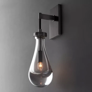 Estilo retrô deluxe gotas de água, lâmpada de parede indoor da iluminação LED moderna preto corda lâmpada de parede decoração home sala quarto