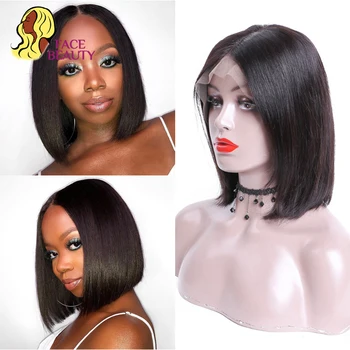 Facebeauty Peruano Curto Perucas De Cabelo Humano Para As Mulheres Negras 13*4 Lace Front Wig Bob Colorido Natural Remy Pre Arrancado Frete Grátis
