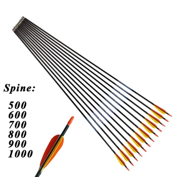 Flechas de carbono tiro com Arco SP500 600 700 800 900 ID4.2mm 3inch Turquia Pena de 80gr Dicas para Arco Recurvo Arqueiro de Tiro