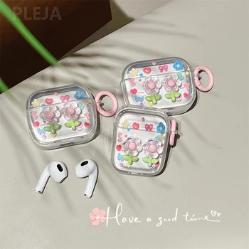 Flores bonito Glitter Clara Fone de ouvido Case Para Apple AirPods 3 Pro Pro2 Capa Protetor Auricular Para o ar pod 1 2 Fones de ouvido Funda