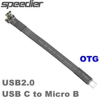 FPV Micro USB 2.0 Tipo-C 90 Graus Adaptador de 3CM-300CM FPC Fita Mini USB-Micro C-B 2.0 OTG Cabo Multicopter Fotografia Aérea