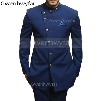 Gwenhwyfar 2 Peça de Metal Botão de Ajuste Fino Homens Ternos de Casamento Smoking para Noivos Moda Masculina Jaqueta com Calças