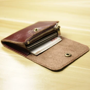 Handmade couro mini bolsa da moeda homens e mulheres de couro retro moeda saco de cartão de saco com zíper carteira maré