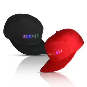Homens Mulheres LED Bluetooth APLICAÇÃO Controlada de Beisebol Chapéu de Exibição de Mensagem de Hip Hop Cap Dropshipping