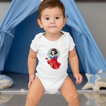 Infantil Bodysuits Branca de Neve, dos desenhos animados Padrão Disney de Verão Nova Série de Produtos Kawaii Cor de Bebê Menina Menino Onesie 0-24M Dropship