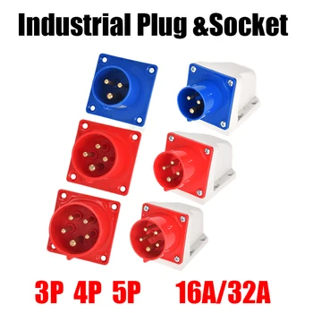 IP44 Inversa Plug Impermeável Industrial de Aviação Tomada Conector Macho e Fêmea Bunda Conjunto de 3 núcleo 4-furo 5-núcleo 16/32A