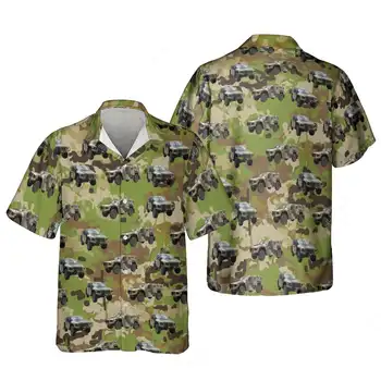 Jumeast Impressos em 3D Camo do vagão-Tanque Homens Camisas Havaianas-Americano de Armas de Auto-Defesa Praia Blusas Palmeira Camisa Social de Roupa