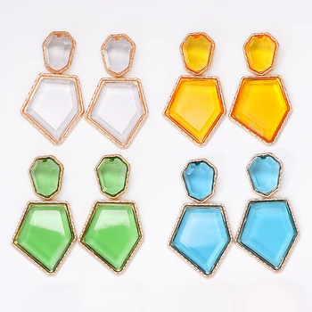 JURAN na Moda Colorida de Cristal Transparente de Vidro Resina Geométricas Dangle Brincos para Mulheres Instrução Jóias Acessórios de Festa
